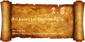Kojnovits Barnabás névjegykártya
